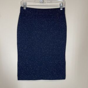 Madewell Size S Speckle Navy Blue Textured Column Side-Slit Skirt NWT Pull On